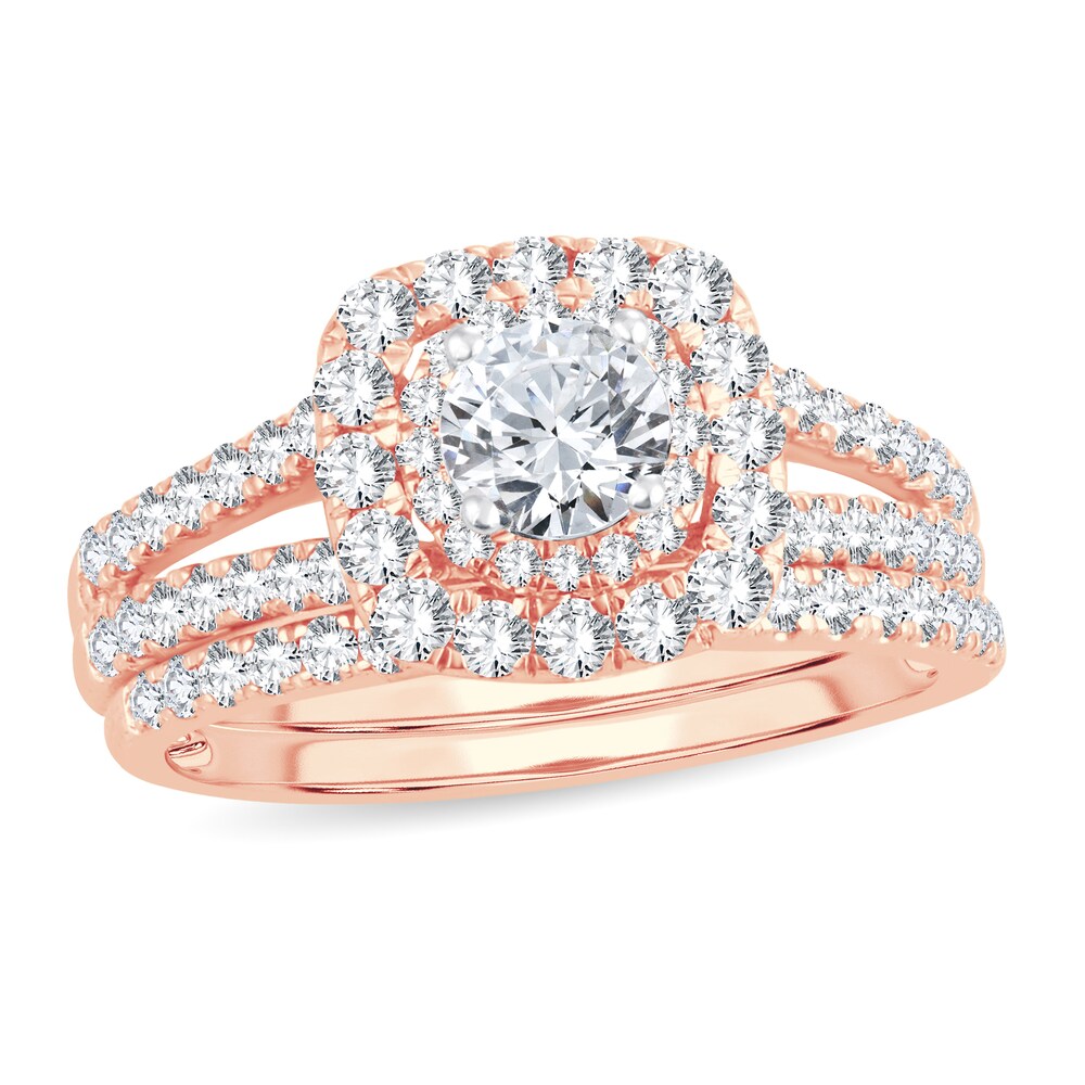 Diamond Bridal Set 1-1/2 ct tw Round-cut 14K Rose Gold R5WDV7zh