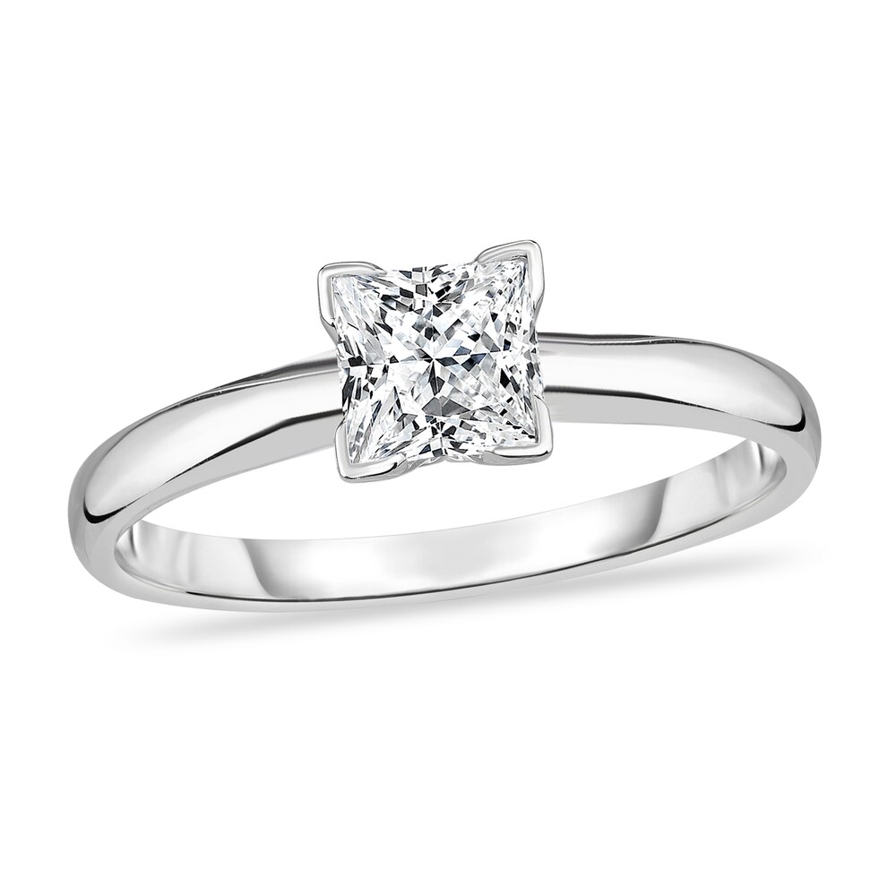 Diamond Solitaire Ring 3/8 ct tw Princess 14K White Gold (I1/I) REmeOIce