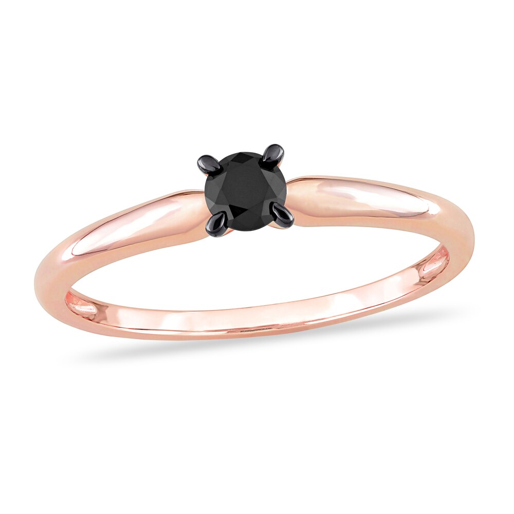 Black Diamond Solitaire Engagement Ring 1/4 ct tw Round-cut 14K Rose Gold RIhkYBJY