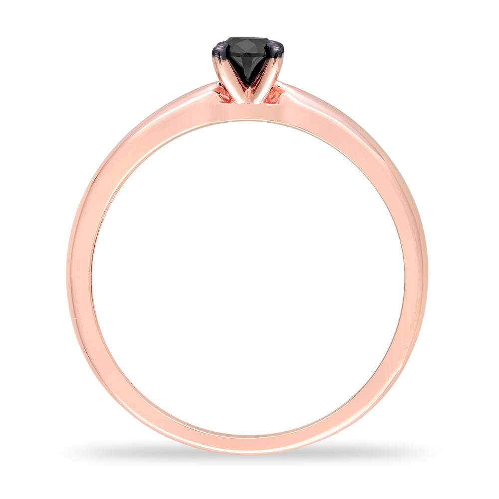 Black Diamond Solitaire Engagement Ring 1/4 ct tw Round-cut 14K Rose Gold RIhkYBJY
