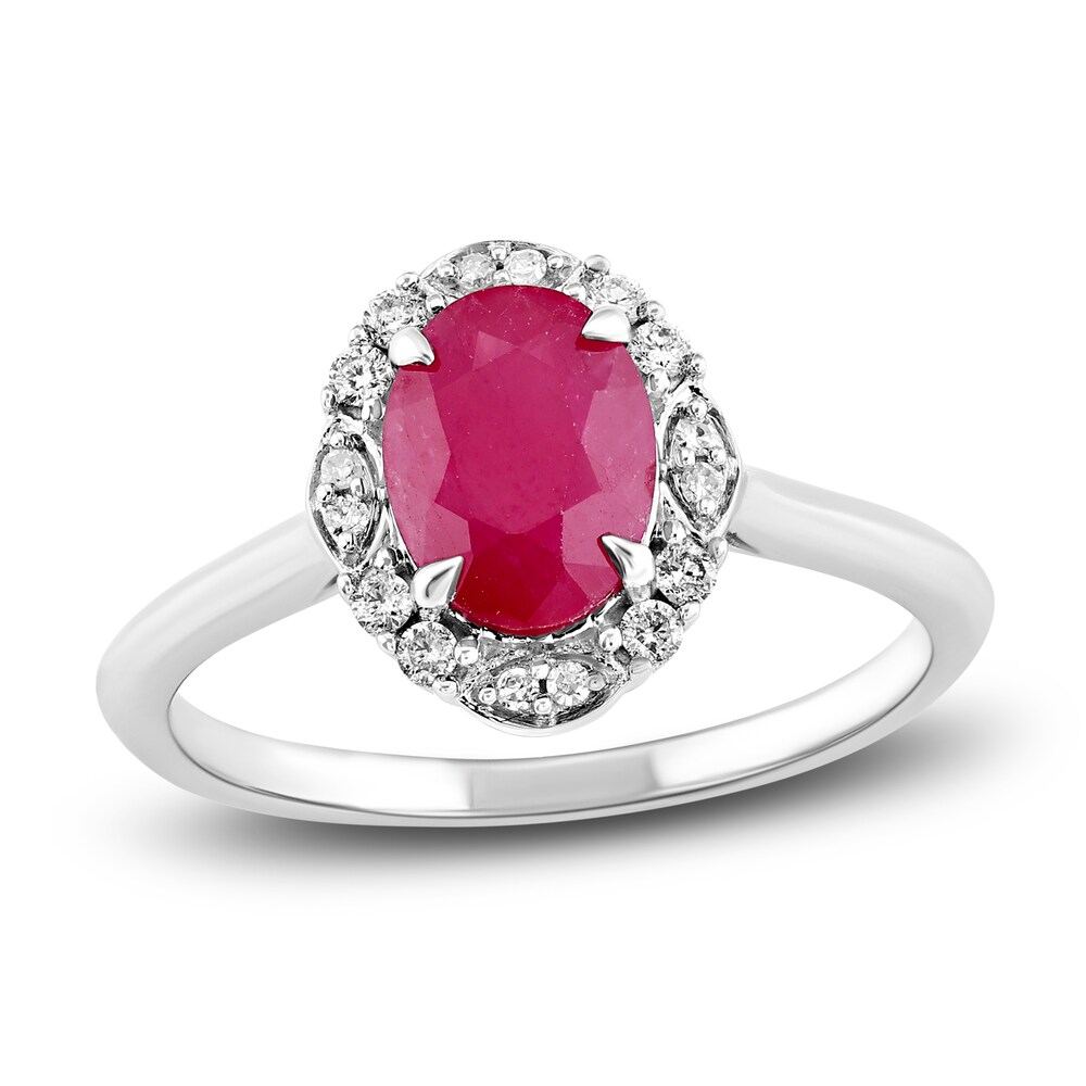 Natural Ruby Engagement Ring 1/8 ct tw 14K White Gold RKByX6Rq