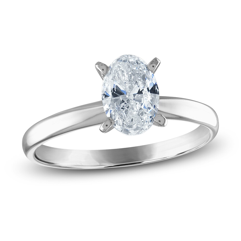 Diamond Solitaire Ring 1 ct tw Oval 14K White Gold (I2/I) Re8eUHiO