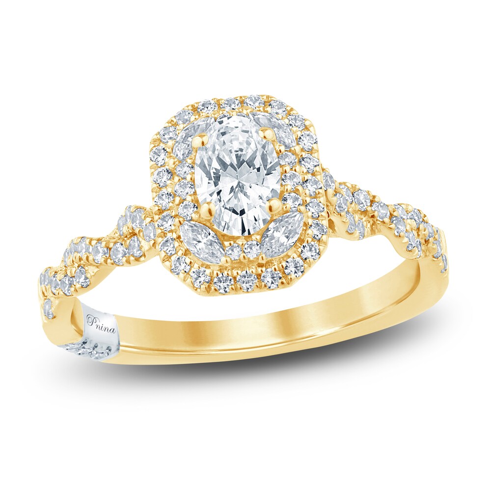 Pnina Tornai Diamond Engagement Ring 1 ct tw Oval/Marquise/ Round 14K Yellow Gold RnEGmNnJ