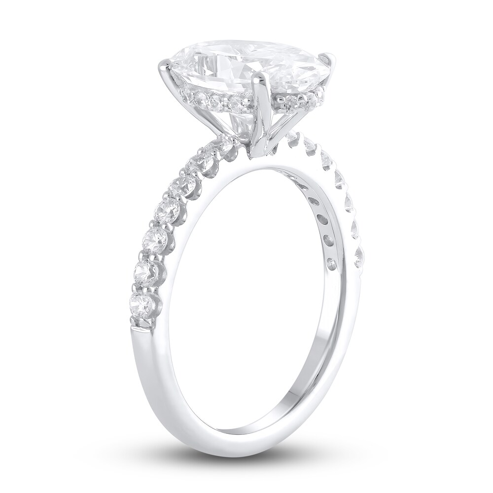 Lab-Created Diamond Engagement Ring 3-1/2 ct tw Oval/Round 14K White Gold RowA1BLV