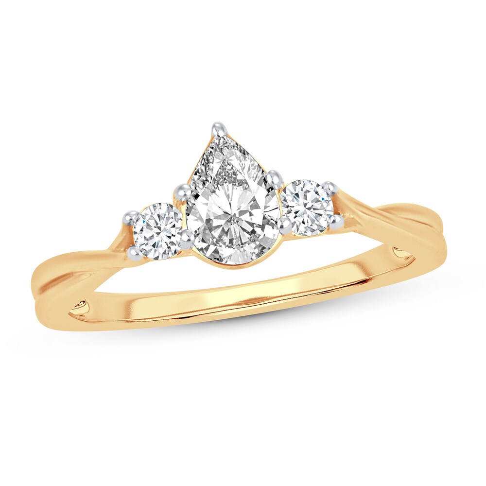 Diamond Ring 3/4 ct tw Pear-shaped 14K Yellow Gold RwX00Qkv