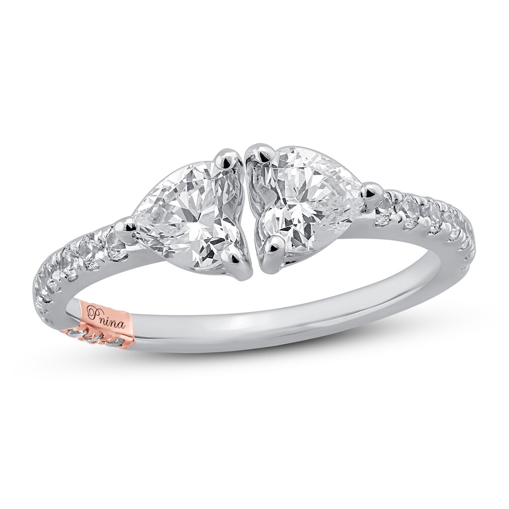 Pnina Tornai Two Hearts as One Diamond Engagement Ring 1-1/4 ct tw Heart/Round 14K White Gold S19jrrT5