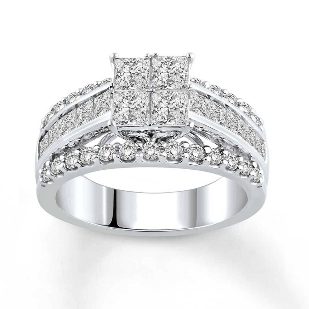 Diamond Engagement Ring 2-1/2 ct tw Princess-cut 14K White Gold S1UAJHMU
