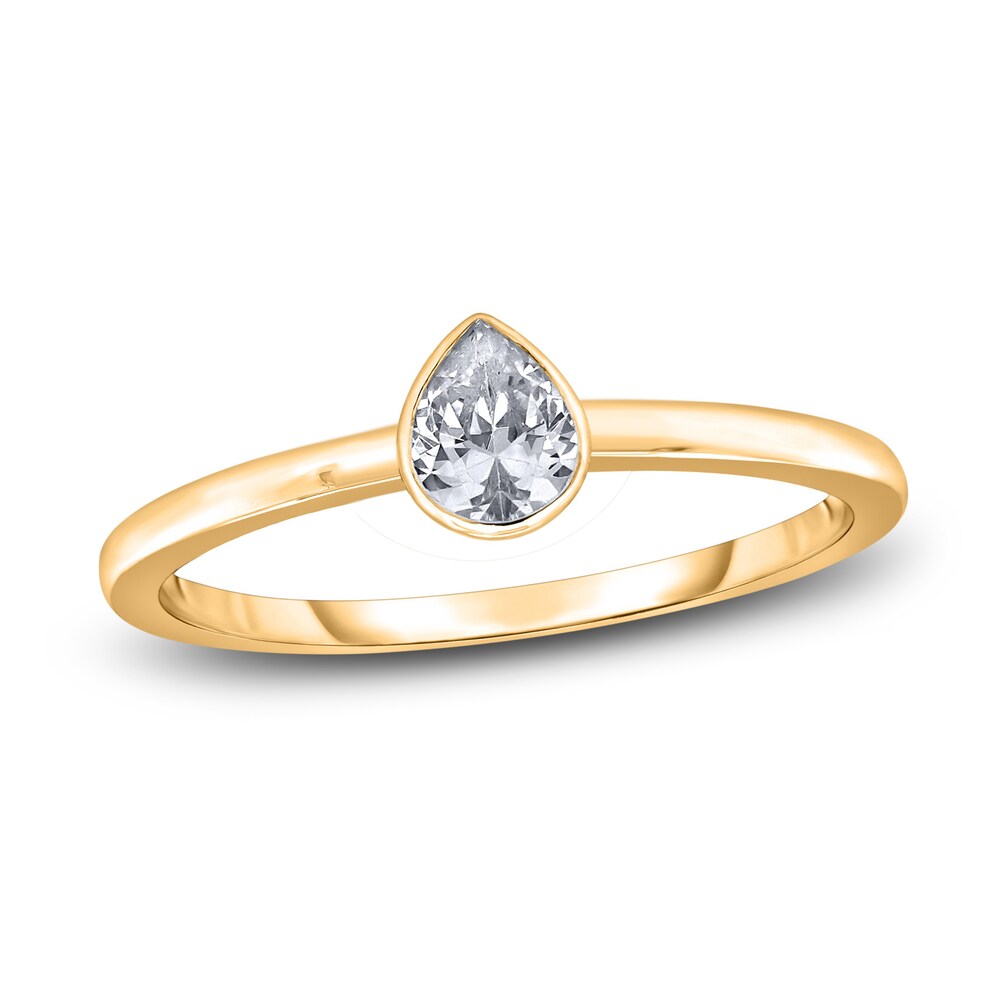 Diamond Solitaire Engagement Ring 1/2 ct tw Bezel-Set Pear14K Yellow Gold (I2/I) S3cSpSIv