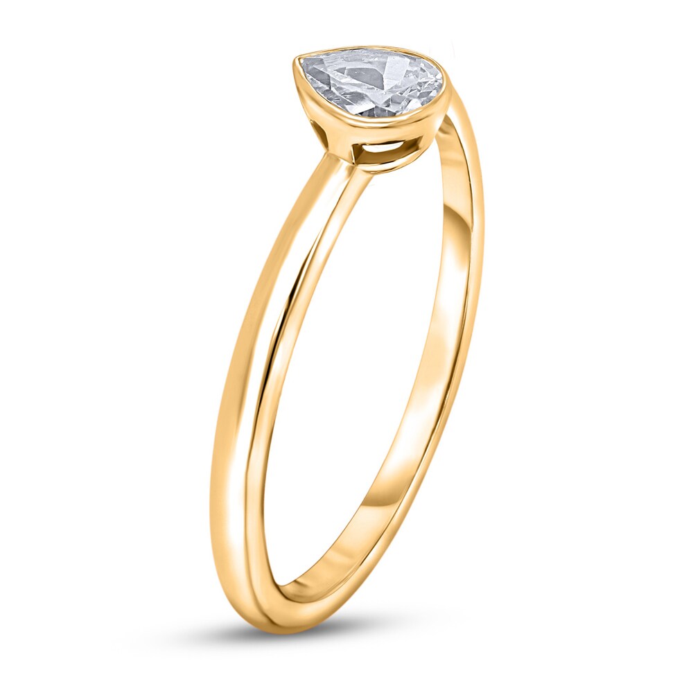 Diamond Solitaire Engagement Ring 1/2 ct tw Bezel-Set Pear14K Yellow Gold (I2/I) S3cSpSIv