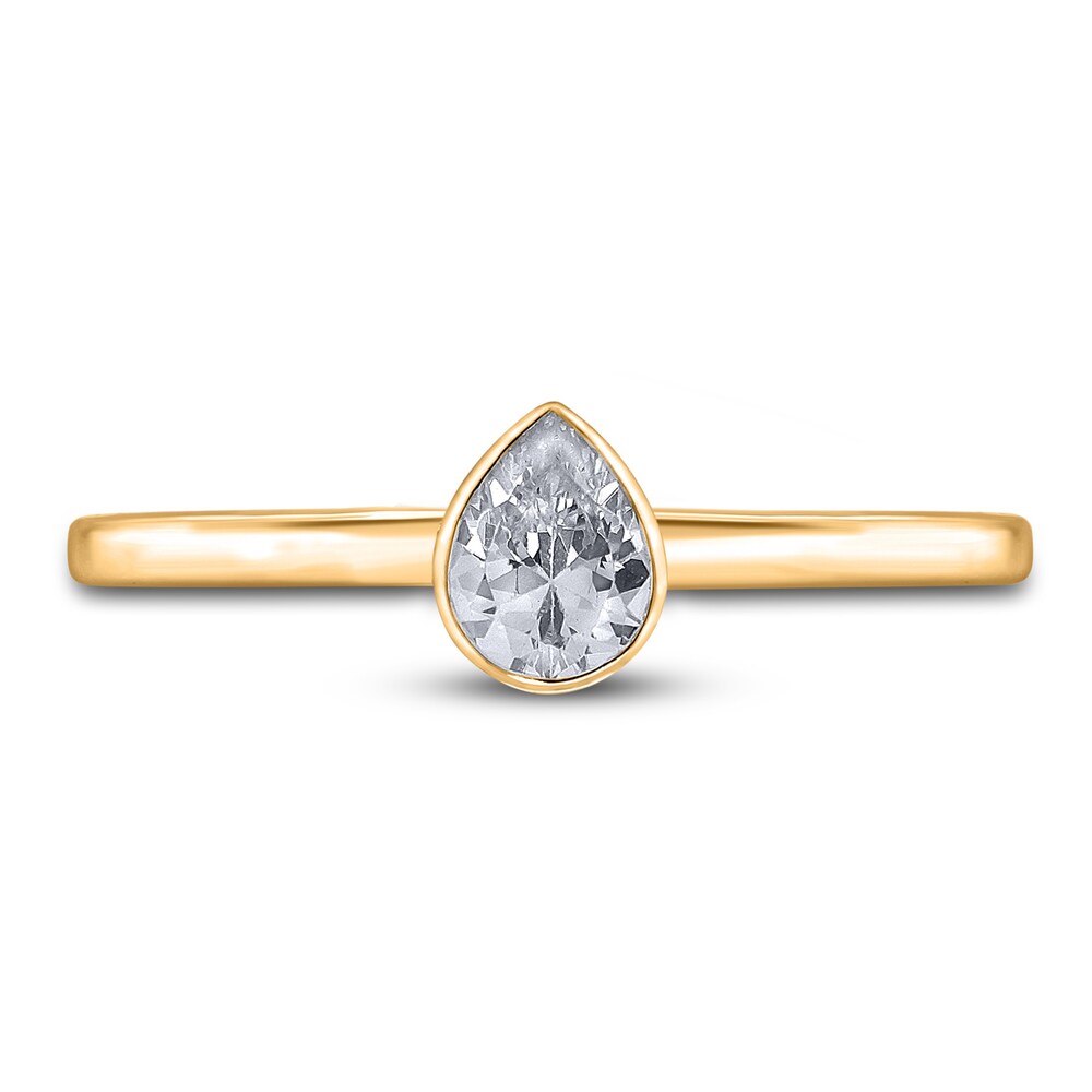 Diamond Solitaire Engagement Ring 1/2 ct tw Bezel-Set Pear14K Yellow Gold (I2/I) S3cSpSIv