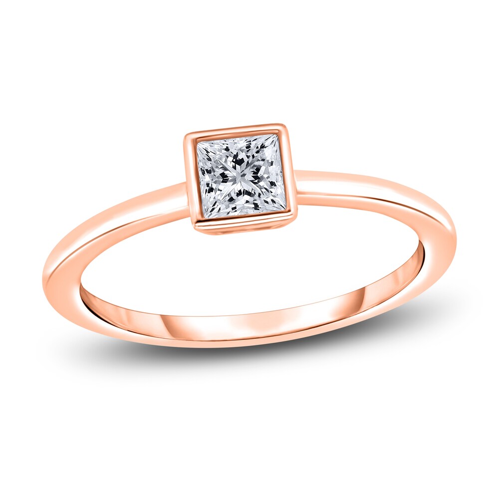 Diamond Solitaire Engagement Ring 1/2 ct tw Bezel-Set Princess 14K Rose Gold (I2/I) S9sGvfuc
