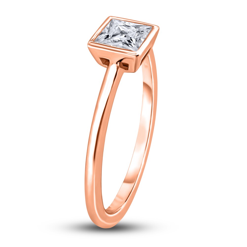 Diamond Solitaire Engagement Ring 1/2 ct tw Bezel-Set Princess 14K Rose Gold (I2/I) S9sGvfuc