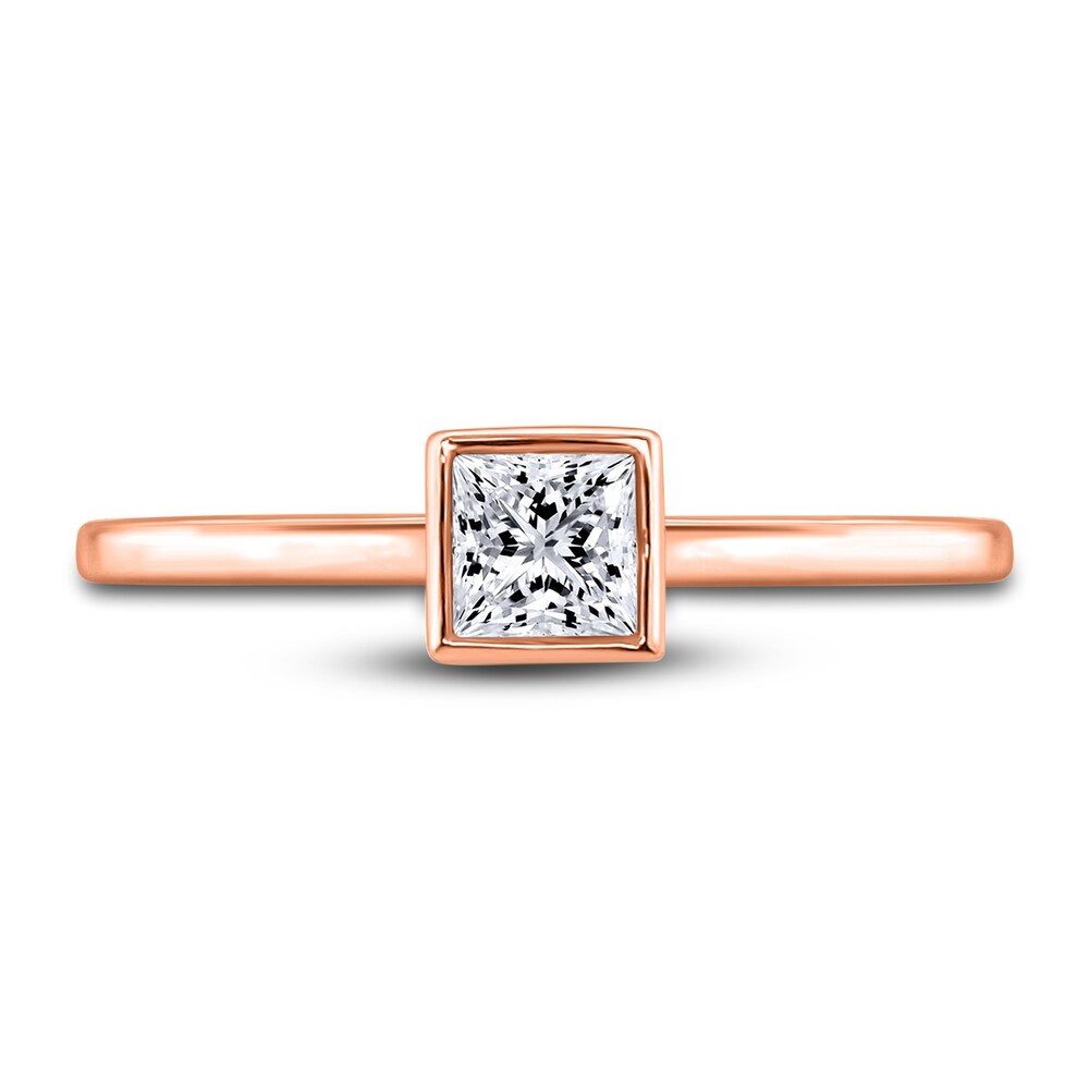 Diamond Solitaire Engagement Ring 1/2 ct tw Bezel-Set Princess 14K Rose Gold (I2/I) S9sGvfuc