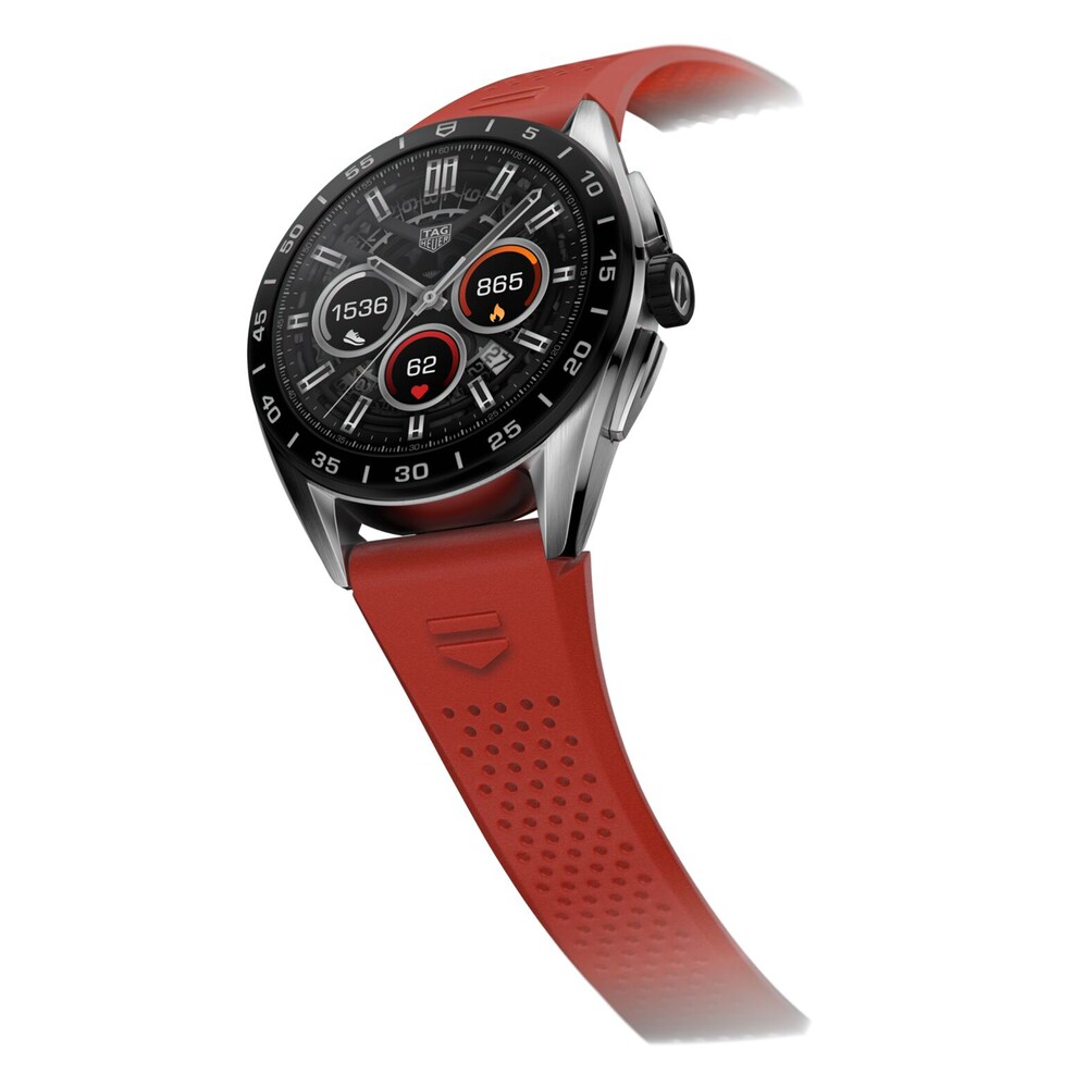 TAG Heuer CONNECTED Red Rubber Watch Strap 45mm BT6264 SFgBofaU