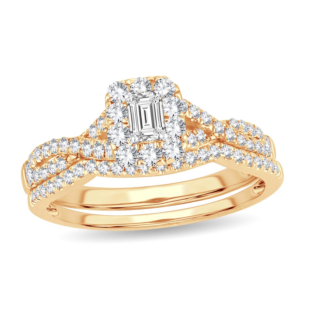 Diamond Bridal Set 3/4 ct tw Emerald-cut 14K Yellow Gold SHBTMEbY