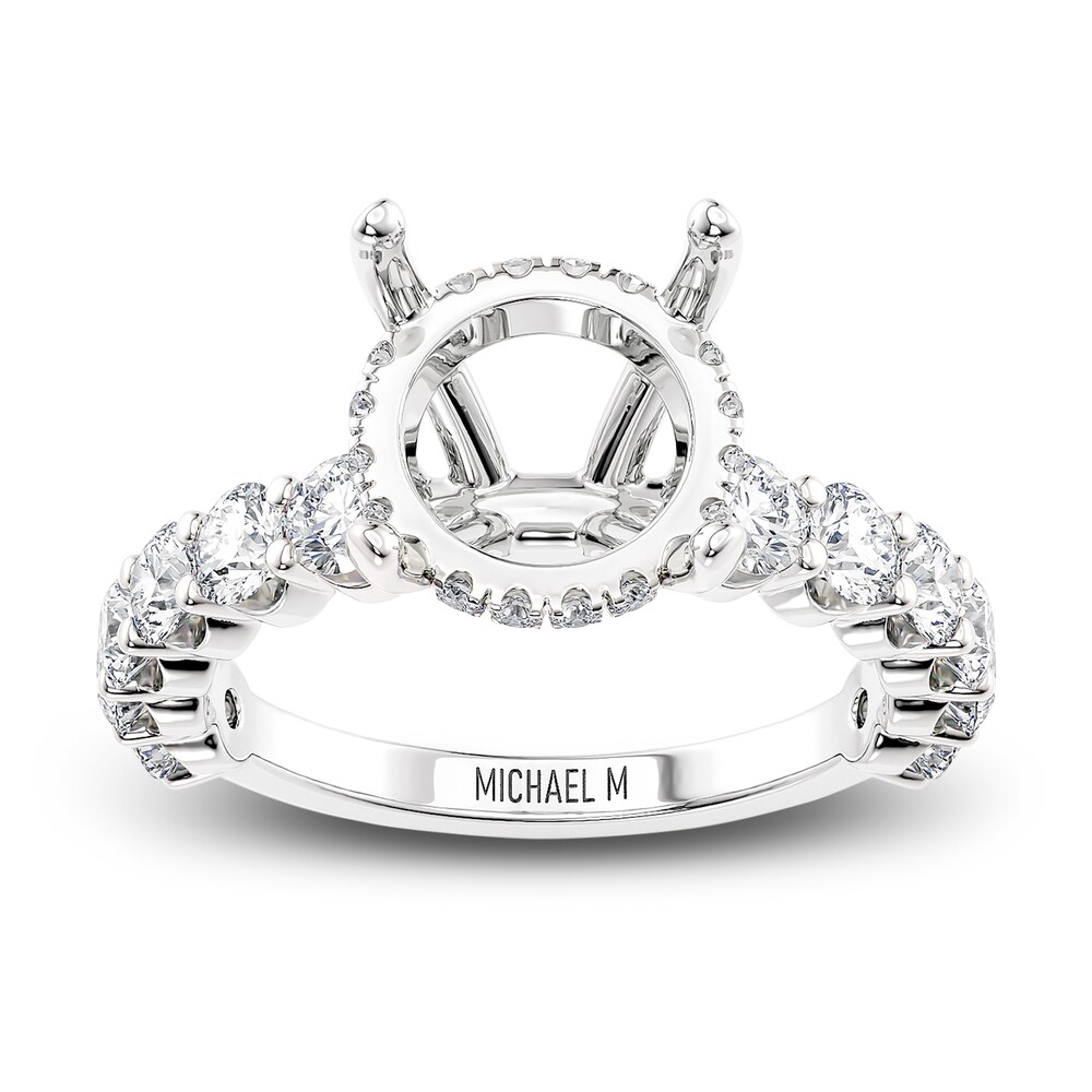 Michael M Diamond Engagement Ring Setting 1-1/6 ct tw Round 18K White Gold (Center diamond is sold separately) SIteed7q