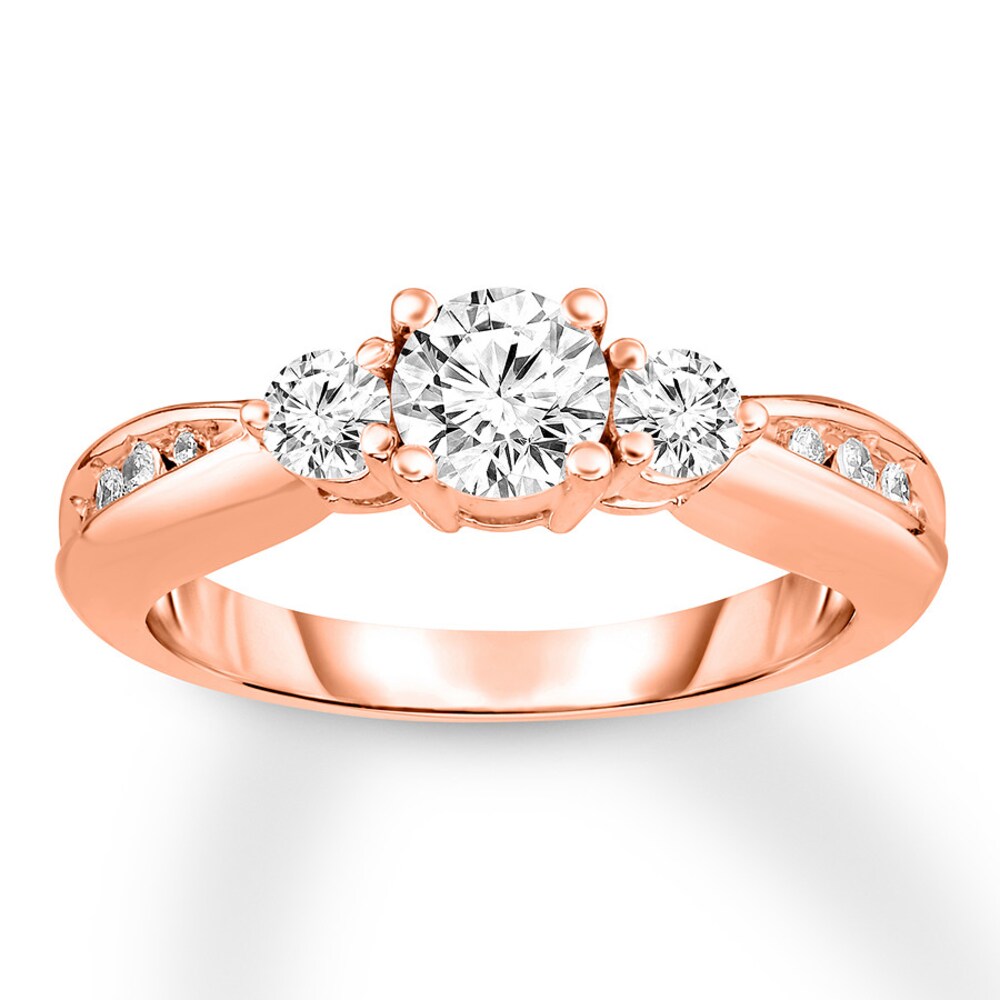 Diamond Engagement Ring 7/8 ct tw Round-cut 14K Rose Gold SOQOaYuq