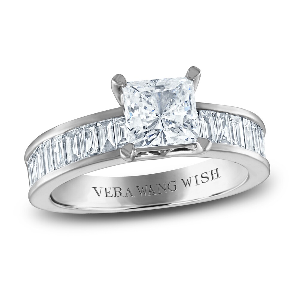 Vera Wang WISH Diamond Engagement Ring 2-1/4 ct tw Princess/Baguette 18K White Gold SQ0VCDfS