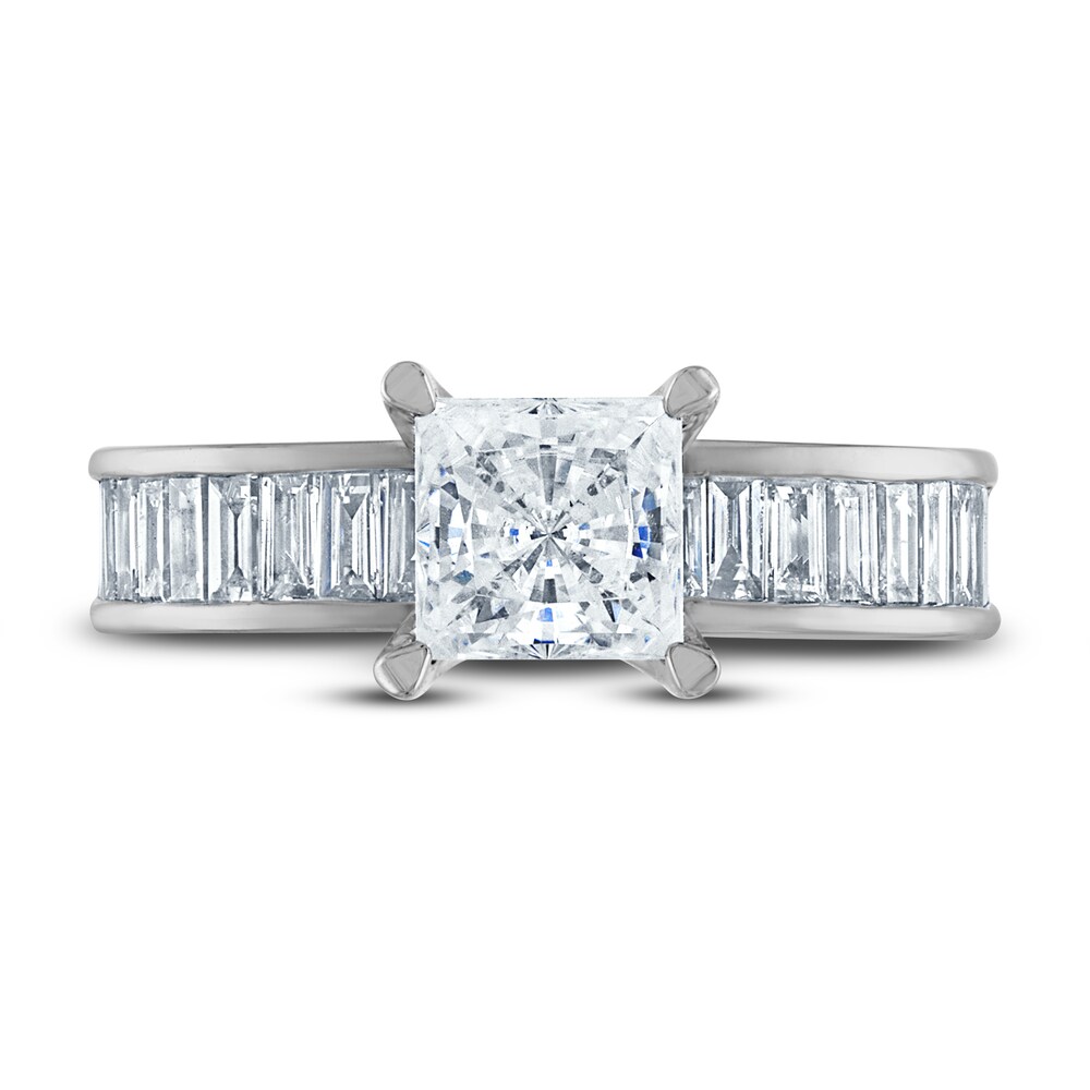 Vera Wang WISH Diamond Engagement Ring 2-1/4 ct tw Princess/Baguette 18K White Gold SQ0VCDfS