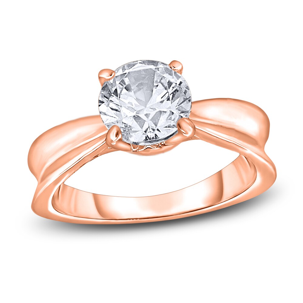 Diamond Solitaire Concave Engagement Ring 2 ct tw Round 14K Rose Gold (I2/I) STxzi0wy