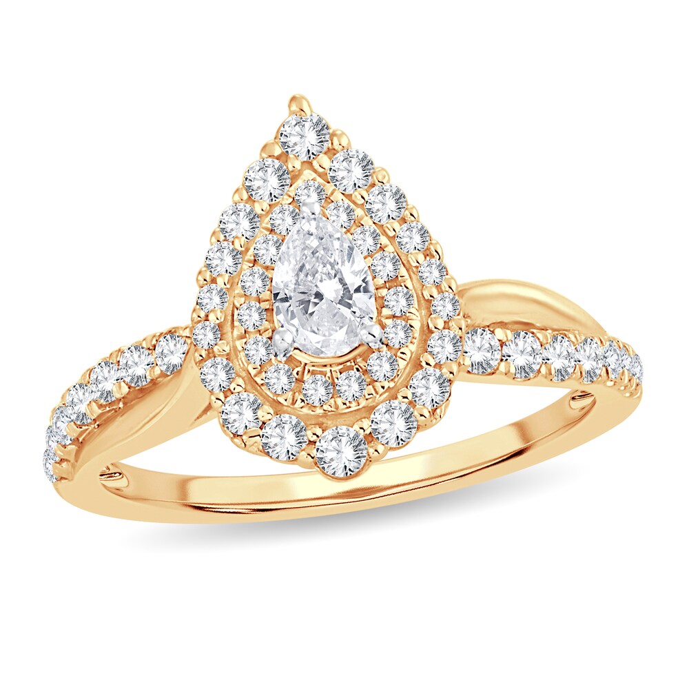 Diamond Ring 3/4 ct tw Pear-shaped 14K Yellow Gold SeuSQVg8