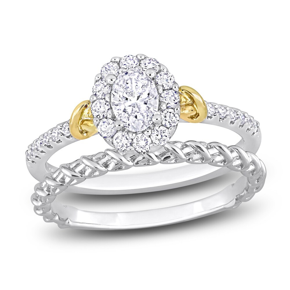 Diamond Y-Knot Bridal Set 3/4 ct tw Oval/Round 14K Two-Tone Gold Sk8veOhq