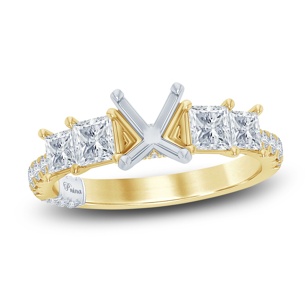 Pnina Tornai Lab-Created Diamond Engagement Ring Setting 1-3/8 ct tw Princess/Round 14K Yellow Gold SnqouHkj