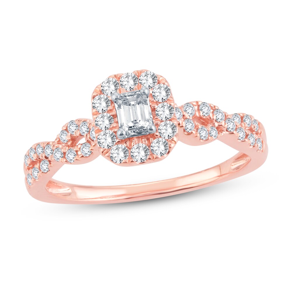 Diamond Ring 1/2 ct tw Emerald-cut 14K Rose Gold SufwN9fe