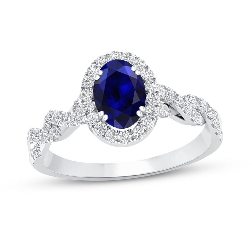 Natural Sapphire Engagement Ring 1/3 ct tw Diamonds 14K Gold T1brcPXE