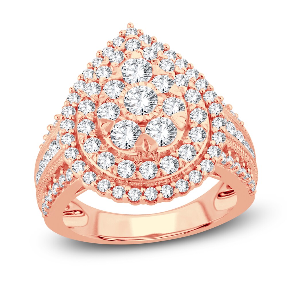 Diamond Ring 2 ct tw Round 14K Rose Gold T49FPzij