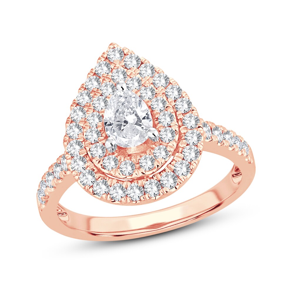 Diamond Engagement Ring 1-1/4 ct tw Pear-shaped/Round-cut 14K Rose Gold T85VjGqm
