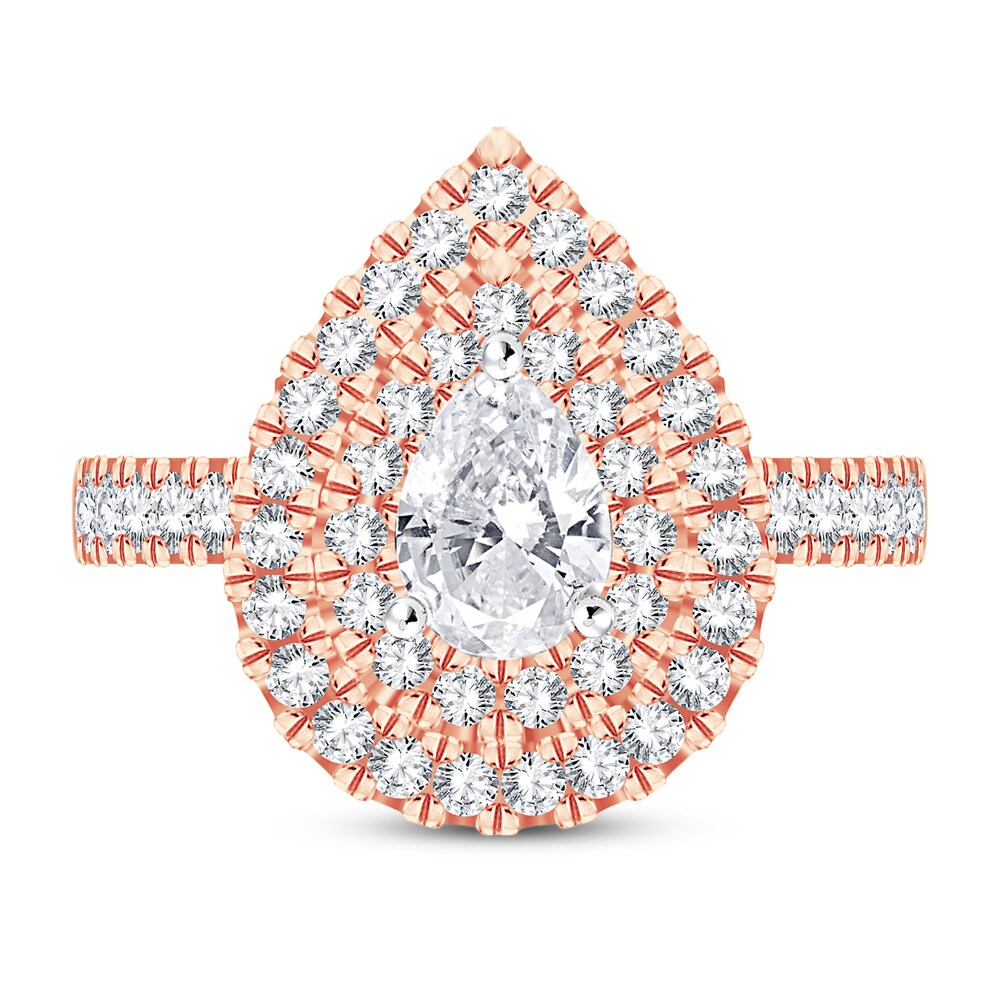 Diamond Engagement Ring 1-1/4 ct tw Pear-shaped/Round-cut 14K Rose Gold T85VjGqm