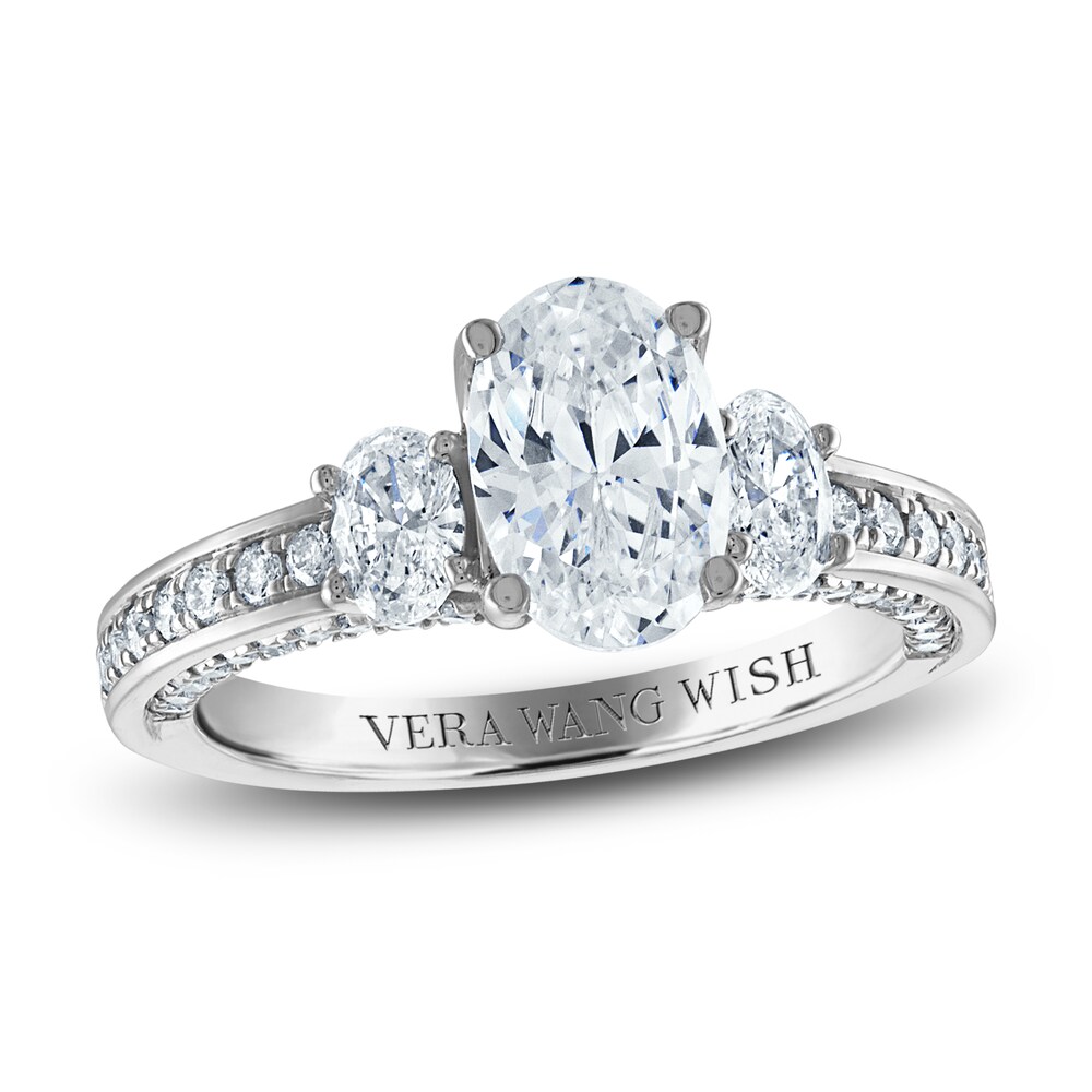 Vera Wang WISH Diamond Engagement Ring 2-1/4 ct tw Oval/Round 18K White Gold TD6fvWxU