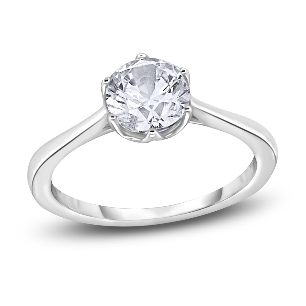 Diamond Cathedral Solitaire Engagement Ring 1-1/2 ct tw Round 14K White Gold (I2/I) TONsoUFU