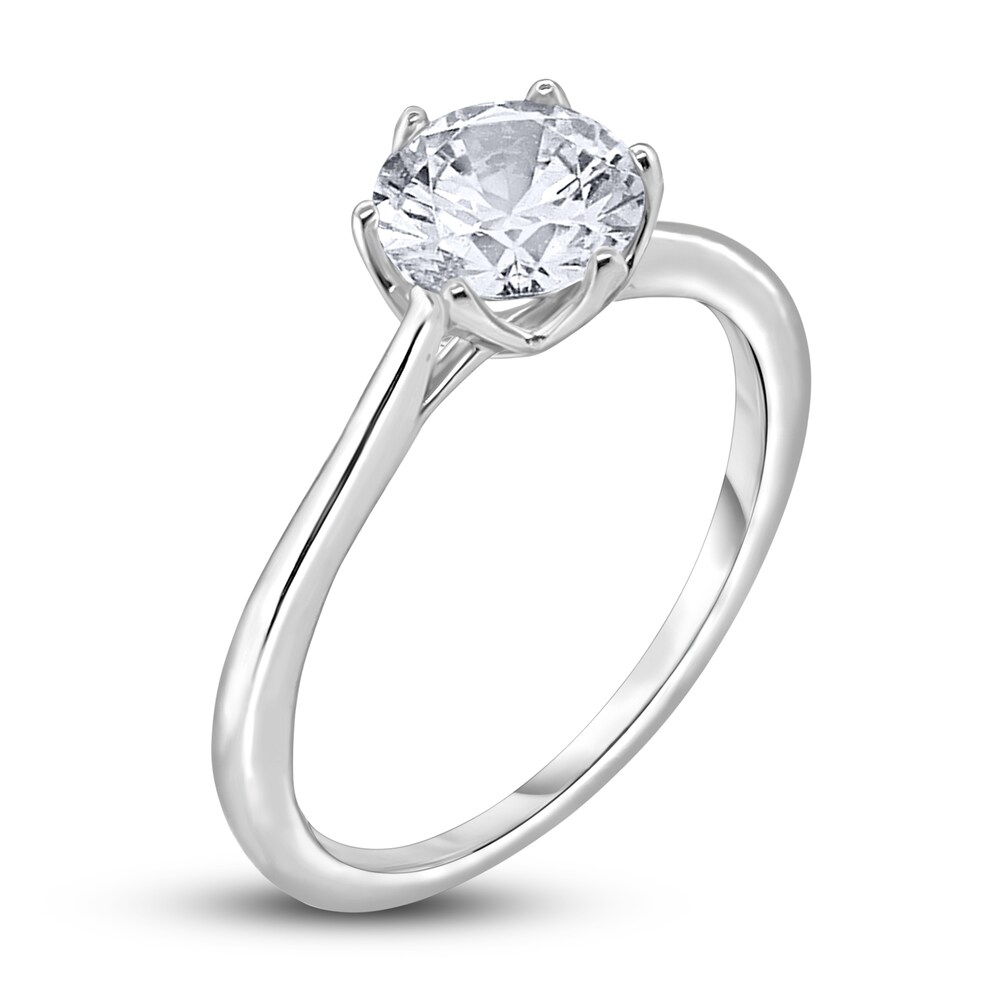 Diamond Cathedral Solitaire Engagement Ring 1-1/2 ct tw Round 14K White Gold (I2/I) TONsoUFU