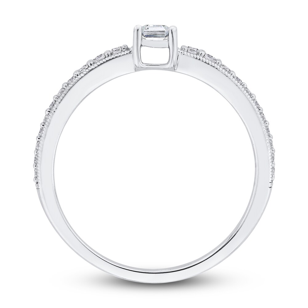 Diamond Engagement Ring 1/2 ct tw Emerald/Round 14K White Gold TXS68Q4W