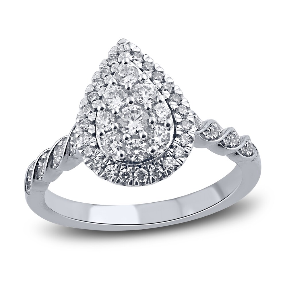 Diamond Engagement Ring 5/8 ct tw Round 14K White Gold TeEoBJPy
