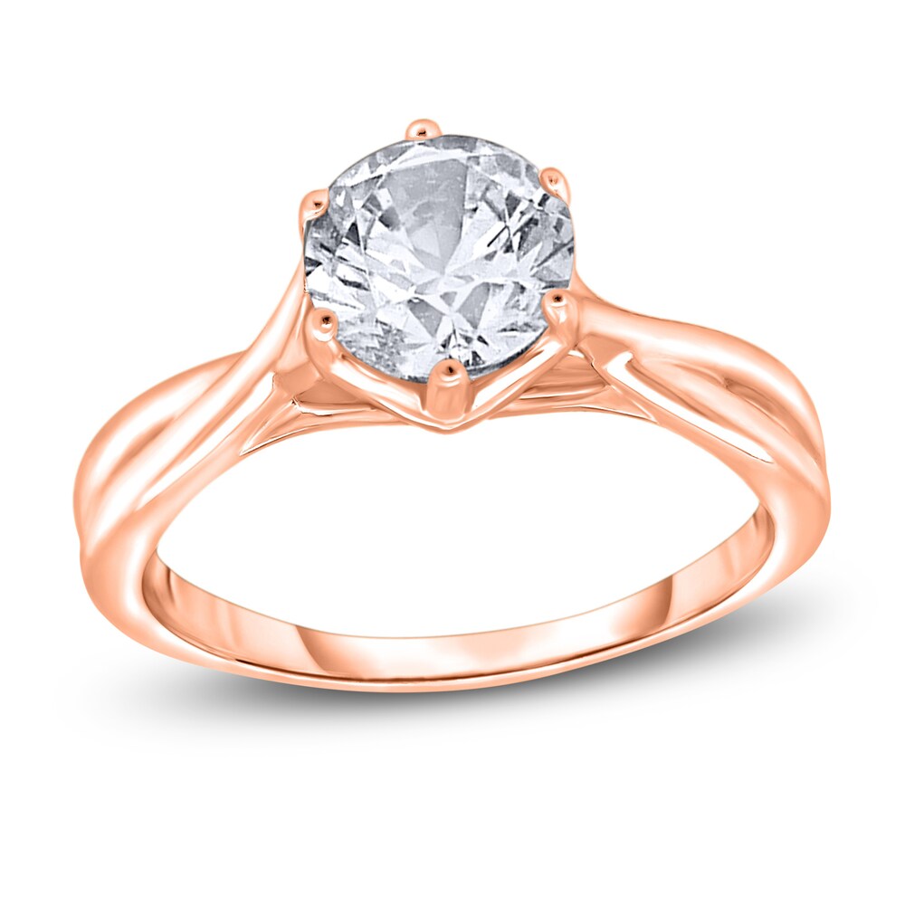 Diamond Solitaire Twist Engagement Ring 1 ct tw Round 14K Rose Gold (I2/I) TeOkBhrz