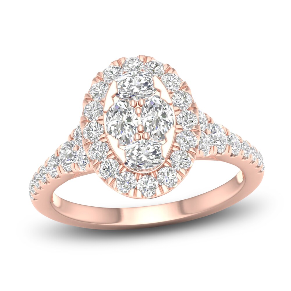 Diamond Engagement Ring 1-1/4 ct tw Oval/Round 14K Rose Gold TfbT8ykI