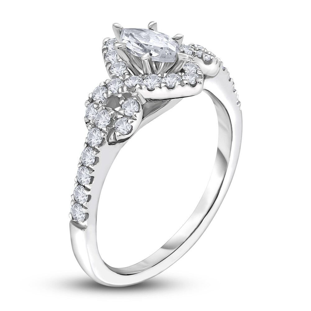 Diamond Engagement Ring 3/4 ct tw Marquise/Round 14K White Gold Tn8xpBcv