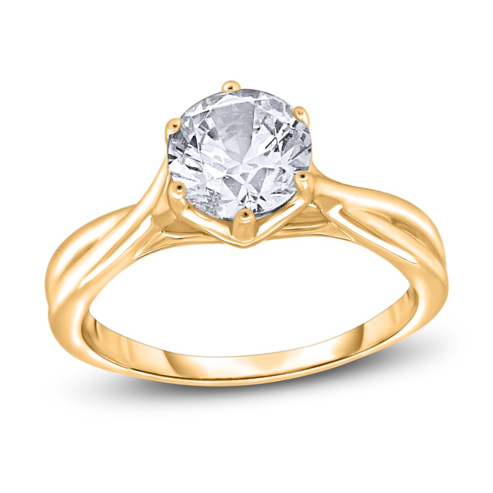 Diamond Solitaire Twist Engagement Ring 1 ct tw Round 14K Yellow Gold (I2/I) TnpVgJeY