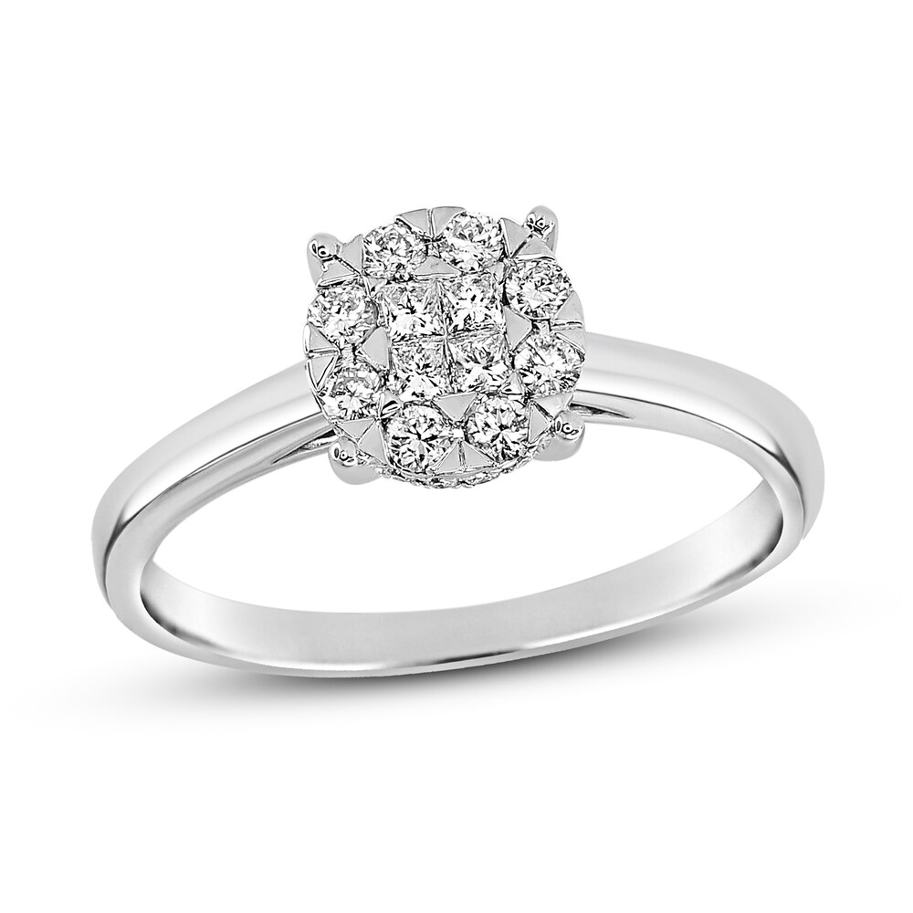 Diamond Engagement Ring 3/8 ct tw Round/Princess 14K White Gold U4K1GH2W