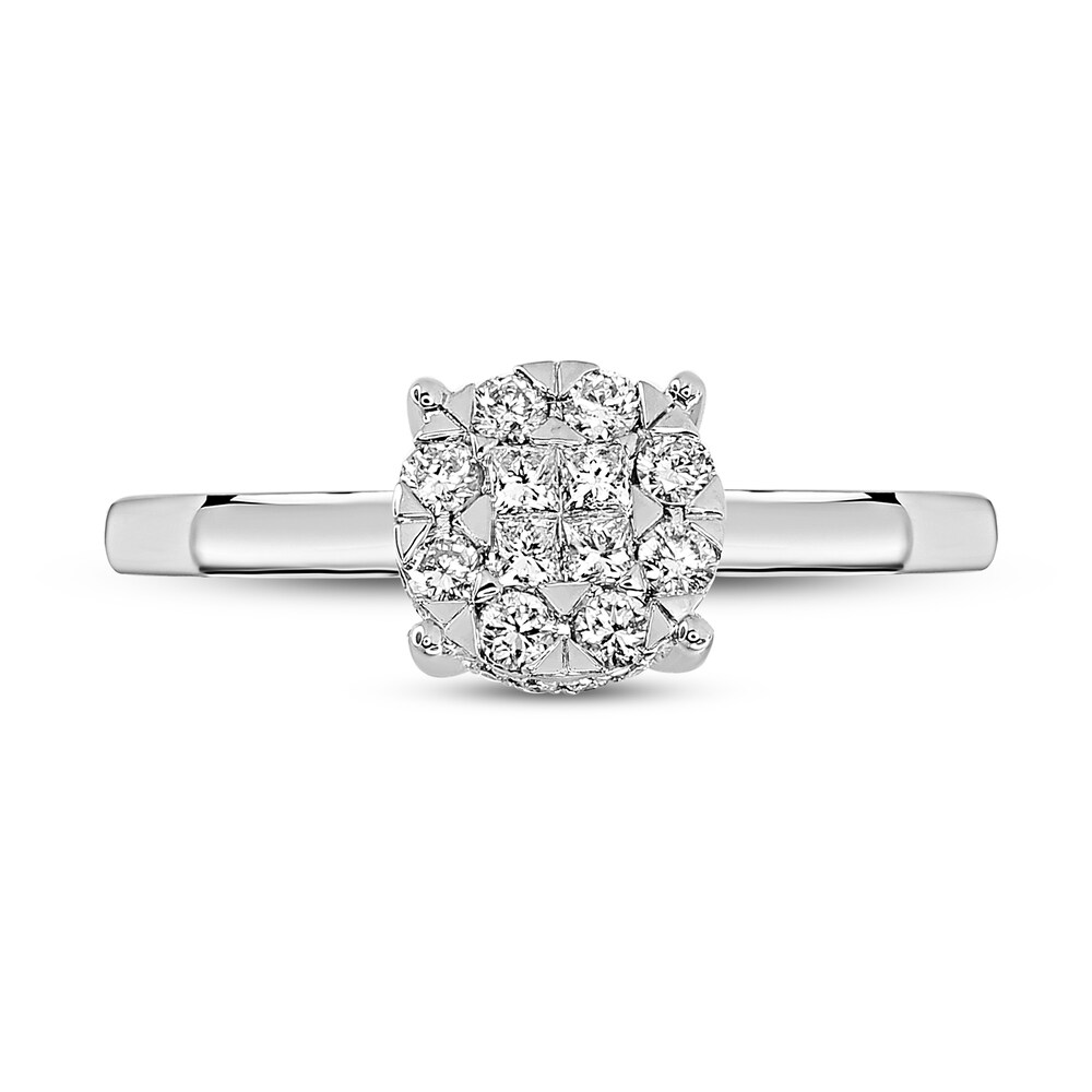 Diamond Engagement Ring 3/8 ct tw Round/Princess 14K White Gold U4K1GH2W