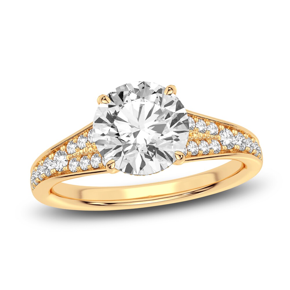 Lab-Created Diamond Engagement Ring 2-1/3 ct tw Round 14K Yellow Gold UAA52dK0 [UAA52dK0]
