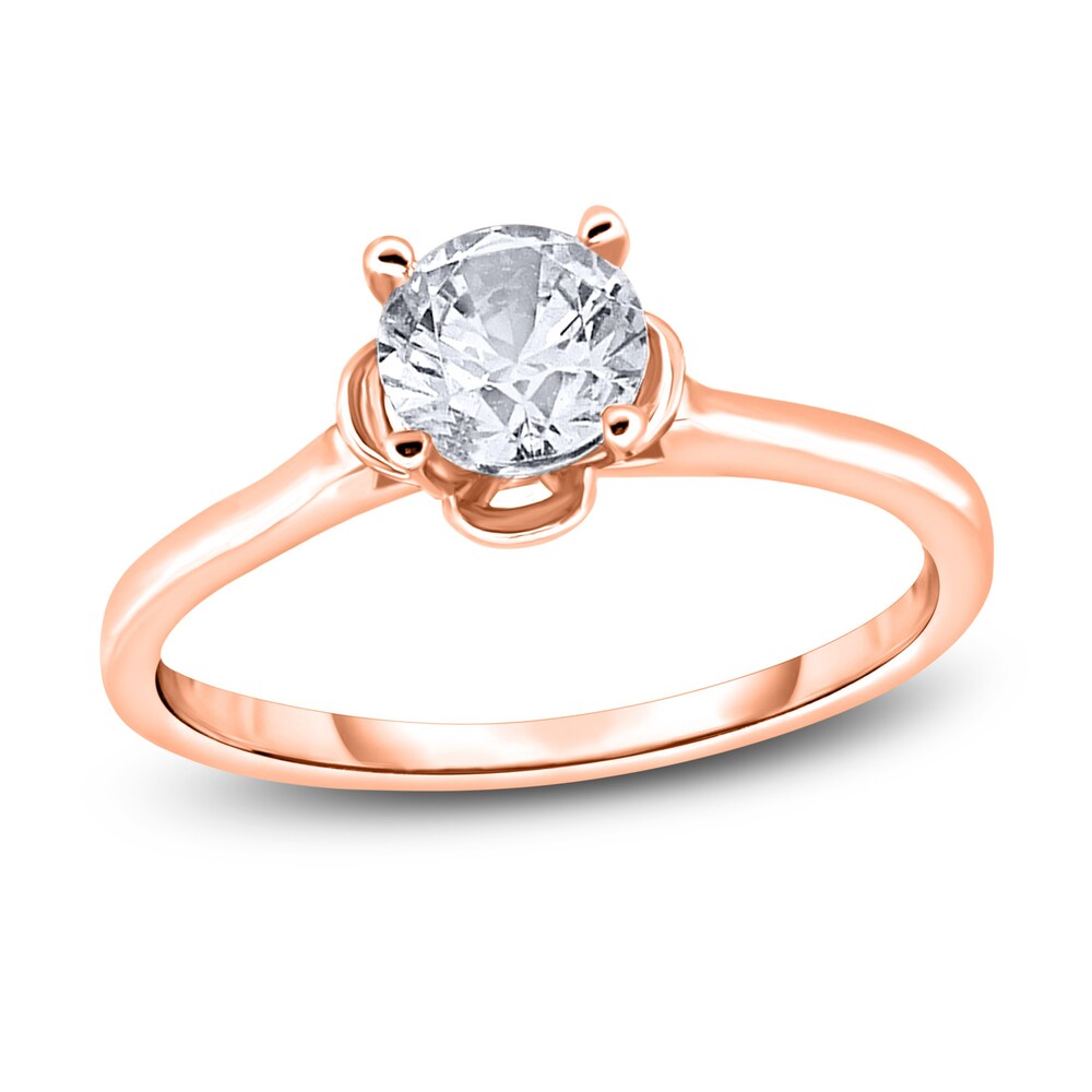 Diamond Solitaire Floral Engagement Ring 1 ct tw Round 14K Rose Gold (I2/I) UCWgiSM8