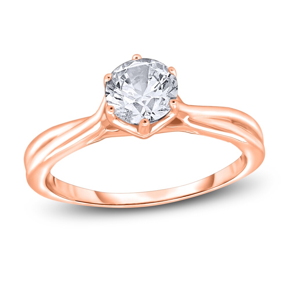 Diamond Solitaire Twist Engagement Ring 1-1/2 ct tw Round 14K Rose Gold (I2/I) UEFQ3ty3