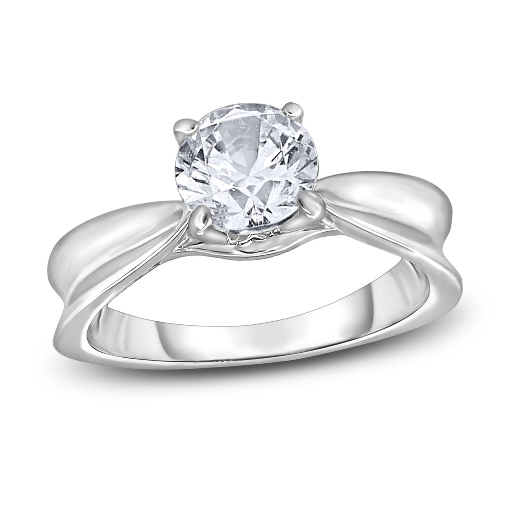 Diamond Solitaire Concave Engagement Ring 1 ct tw Round 14K White Gold (I2/I) UEO7DwQO