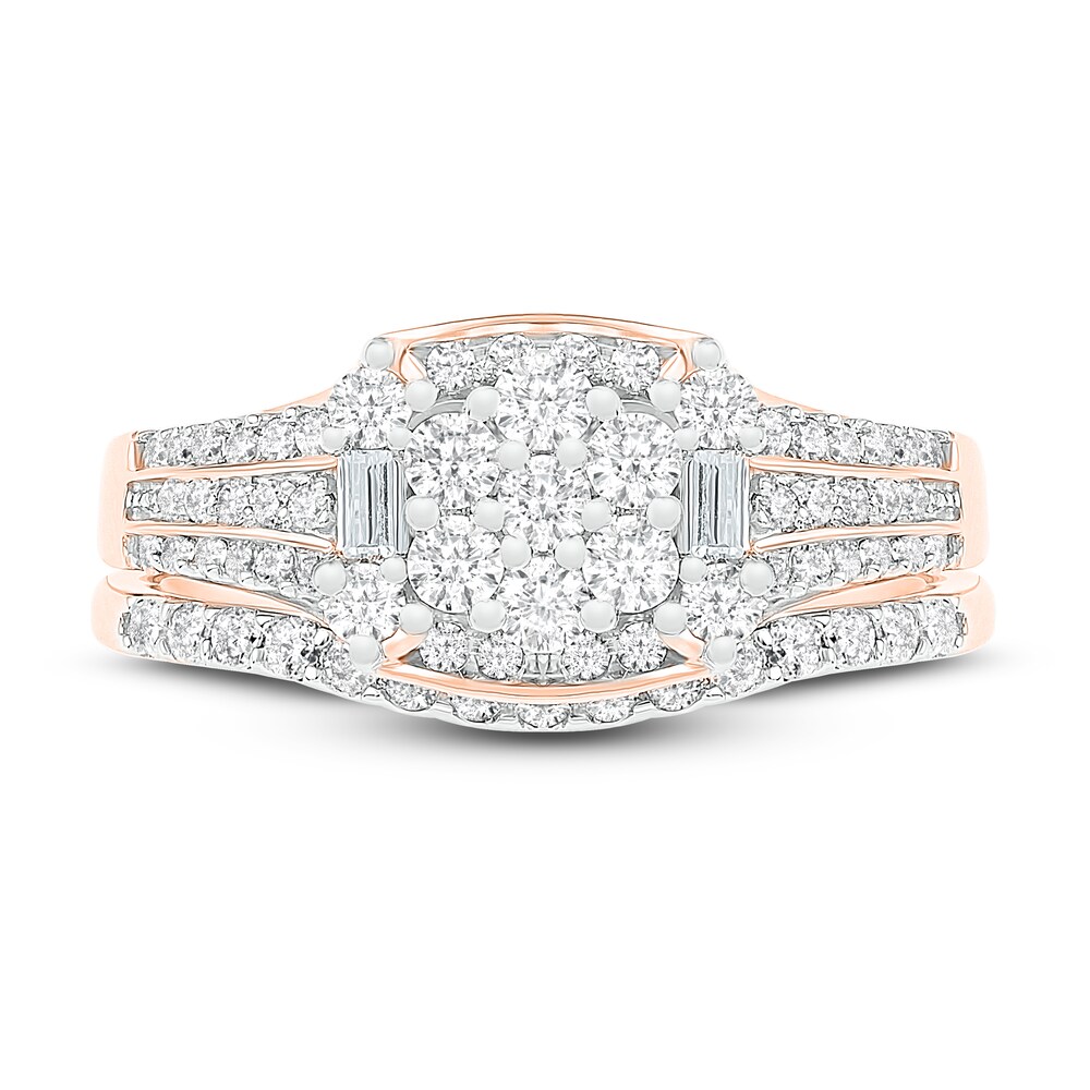 Diamond Bridal Set 7/8 ct tw Baguette/Round 14K Rose Gold UEP1cG8m