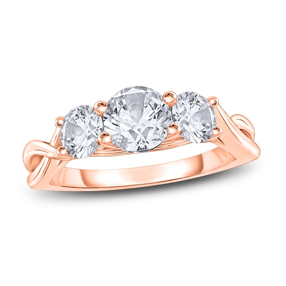 Diamond 3-Stone Ring 1 ct tw Round 14K Rose Gold UI0vxZma