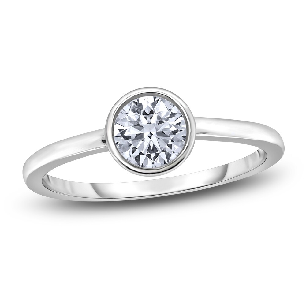 Diamond Solitaire Engagement Ring 1 ct tw Bezel-Set Round 14K White Gold (I2/I) UOOTVQug